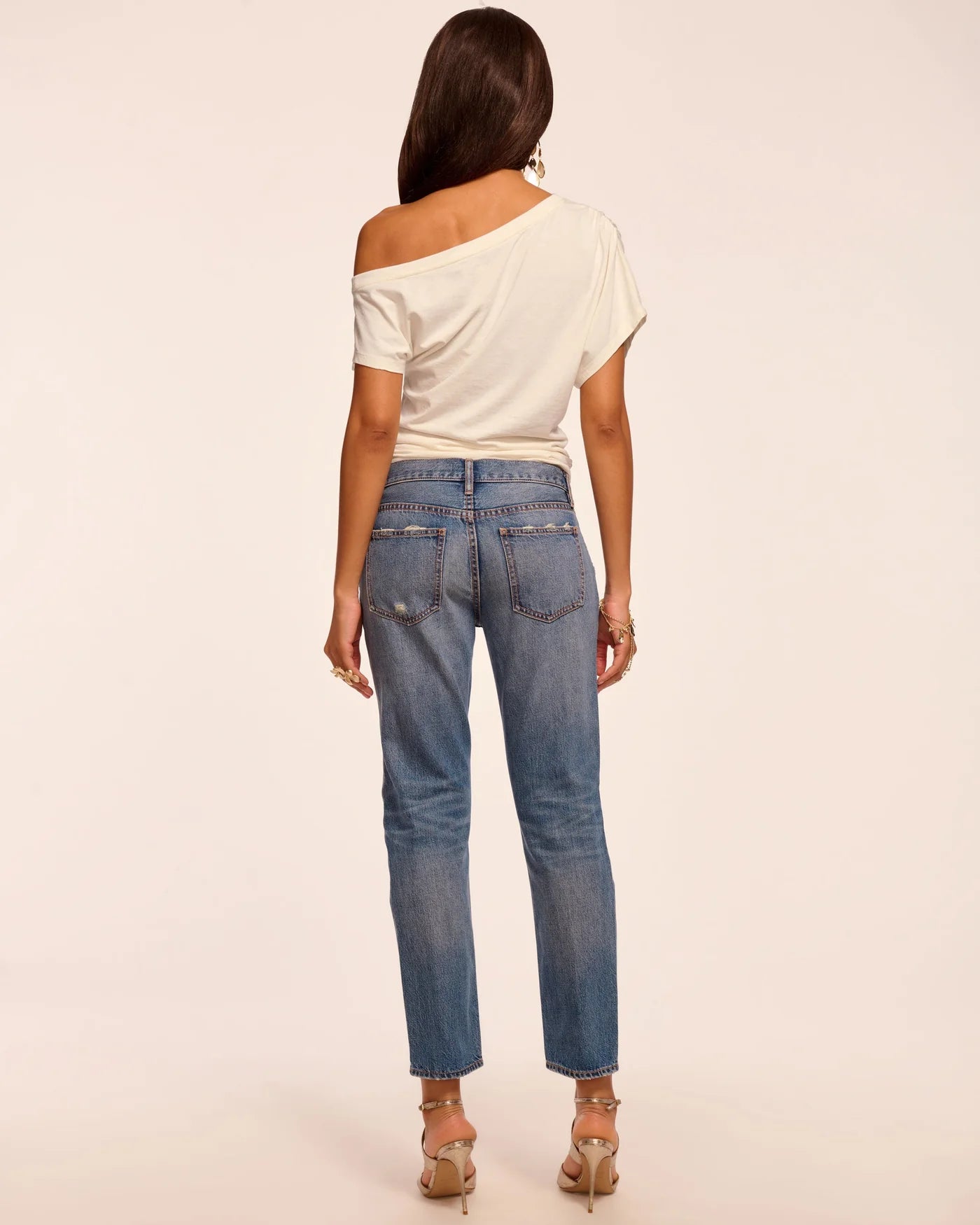 Ramy Brook Milla Distressed Low-Rise Tapered Jean