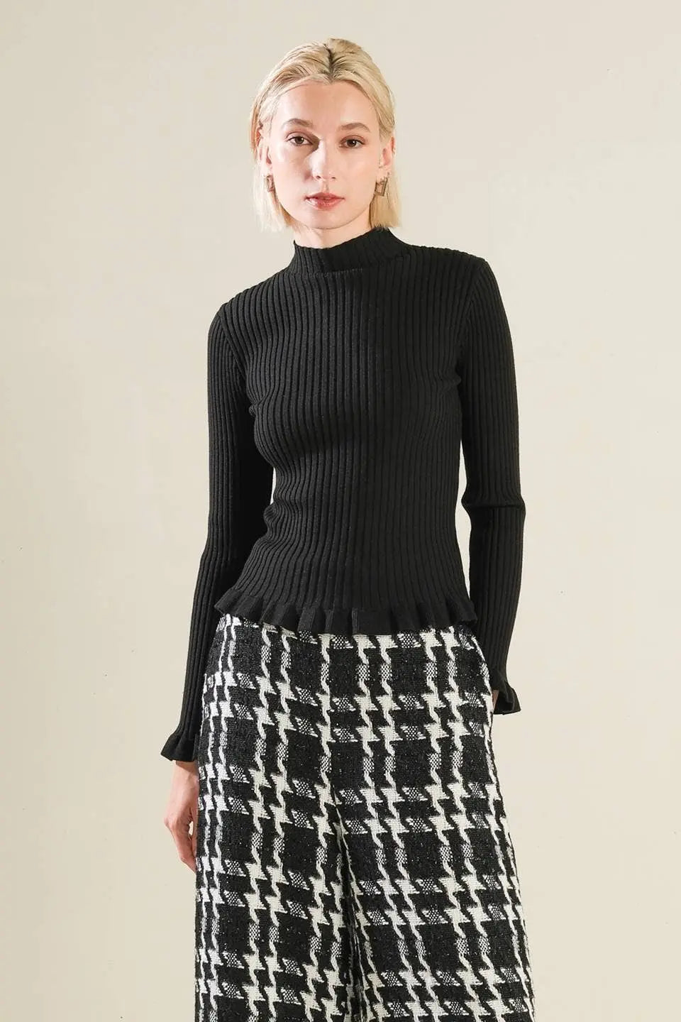 A ribbed sweater knit top - FSW1086 FLYING TOMATO