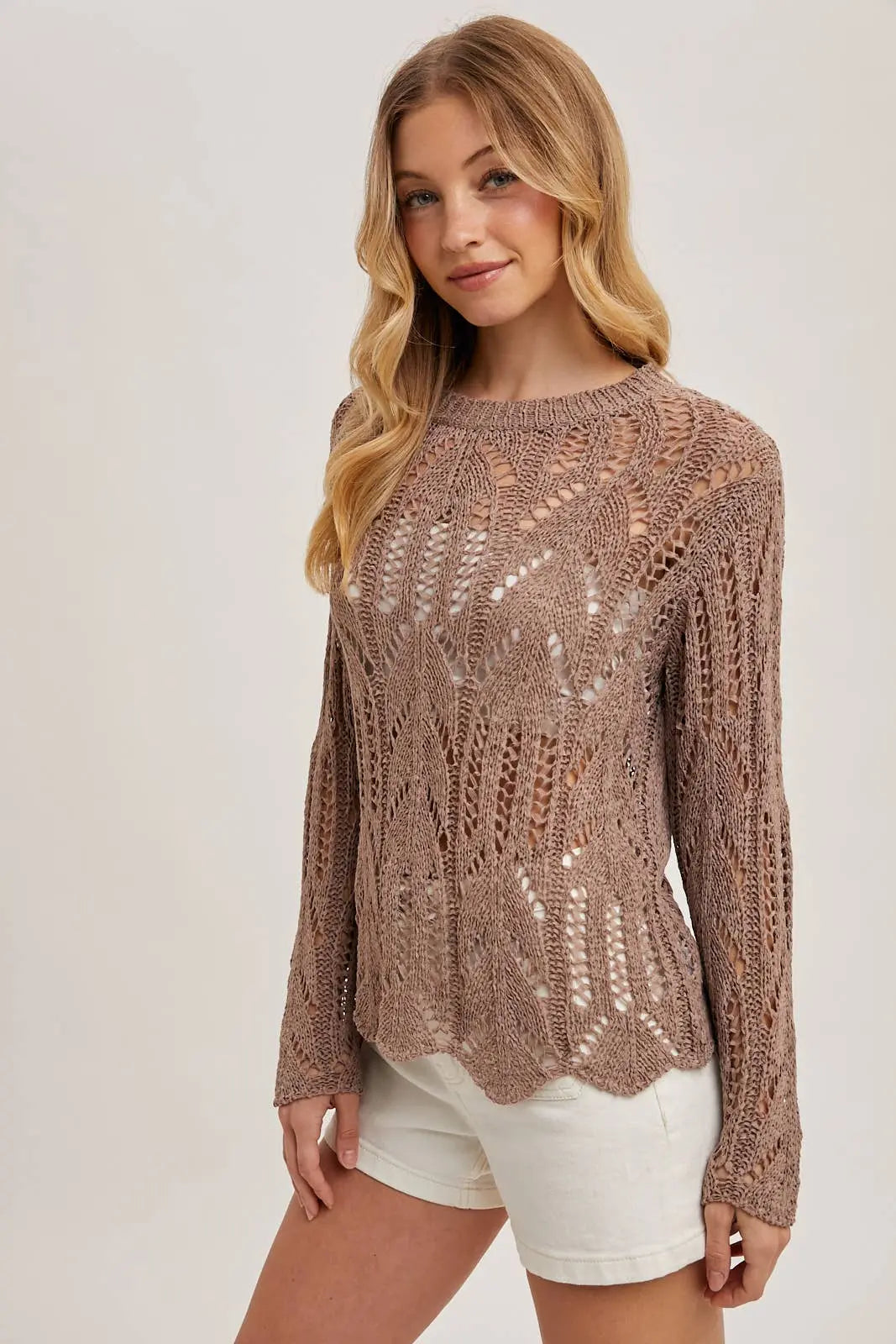 Sheer Open Knit Sweater Bluivy