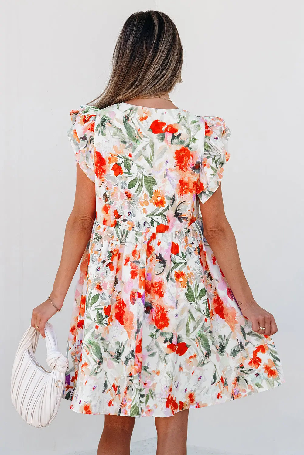 Floral Ruffle Sleeve High Waist Mini Dress Florida Girl Fashion Boutique