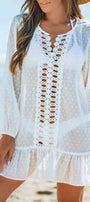 White Swiss Dot Crochet Cover Up Florida Girl Fashion Boutique