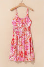 Red Floral Spaghetti Strap Surplice Neck Shirred Waist Mini Dress Florida Girl Fashion Boutique
