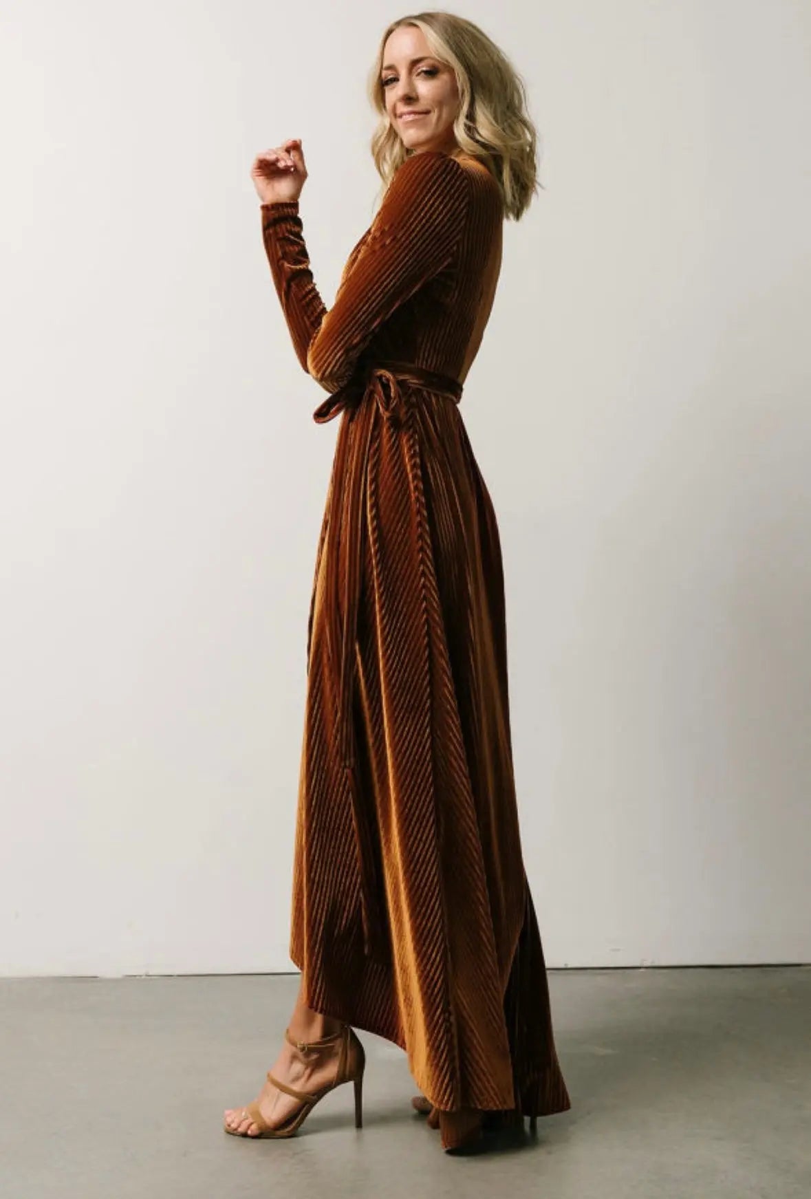 Caramel Velvet Wrap Dress Florida Girl Fashion Boutique
