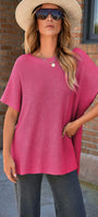 Pink Side Slit Sweater Top Florida Girl Fashion Boutique