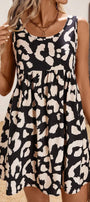 Black Leopard High Waist Dress flori