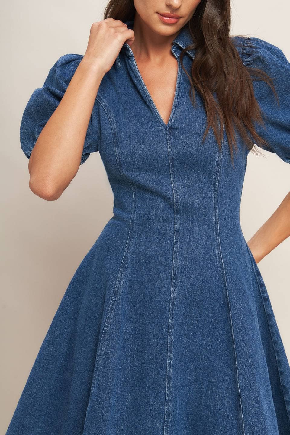 A washed denim mini dress - ID22983 FLYING TOMATO