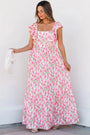 Pink Floral Ruffle Sleeve Maxi Dress Florida Girl Fashion Boutique