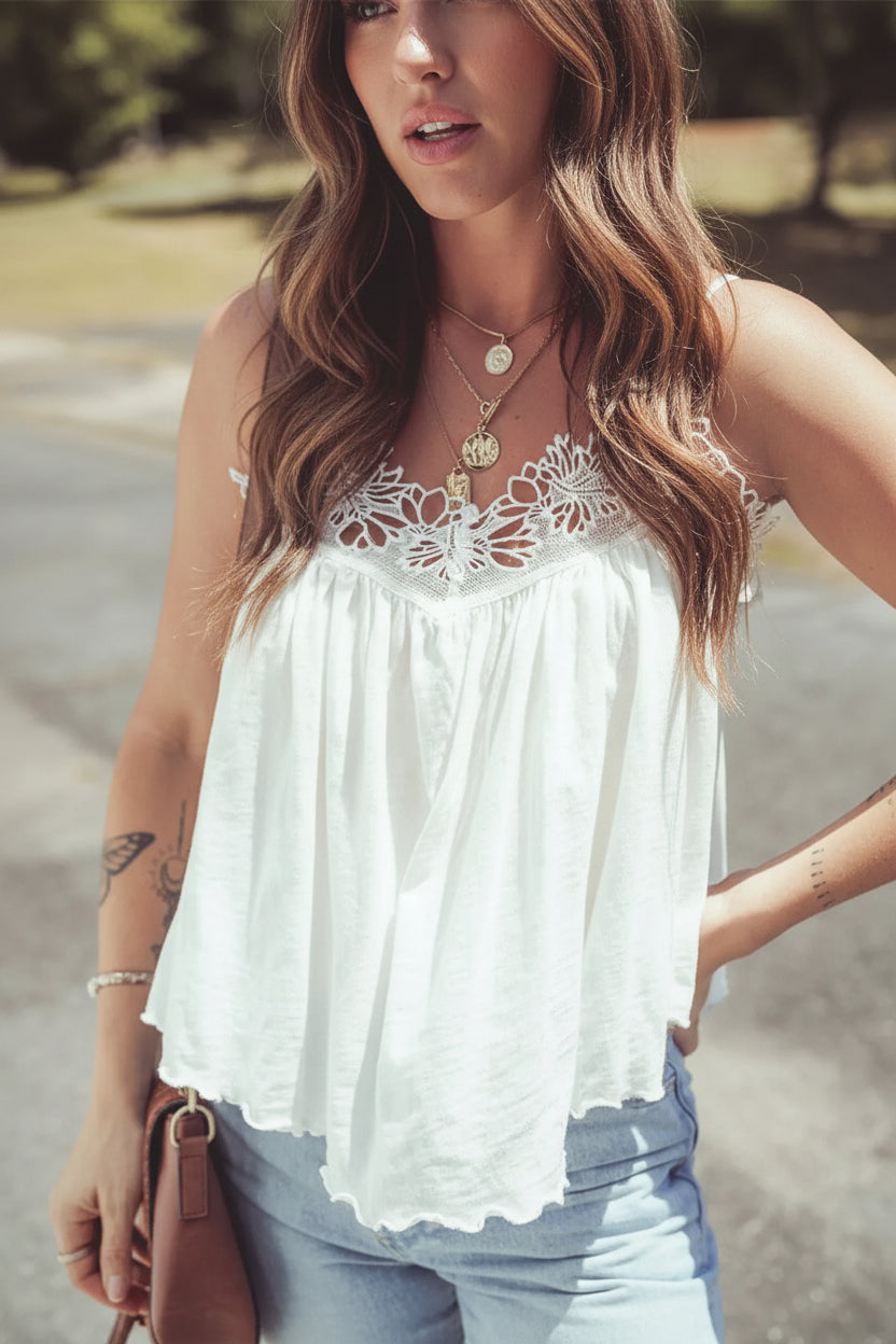 White Lace Flared Top Florida Girl Fashion Boutique