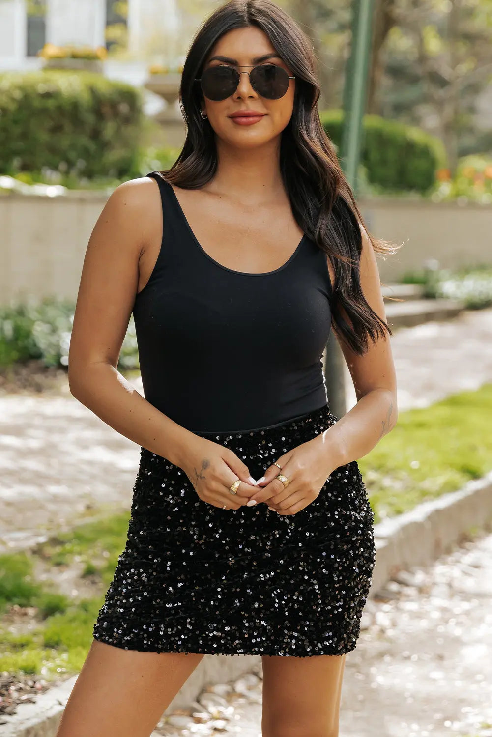 Black Sequin Mini Skirt Florida Girl Fashion Boutique