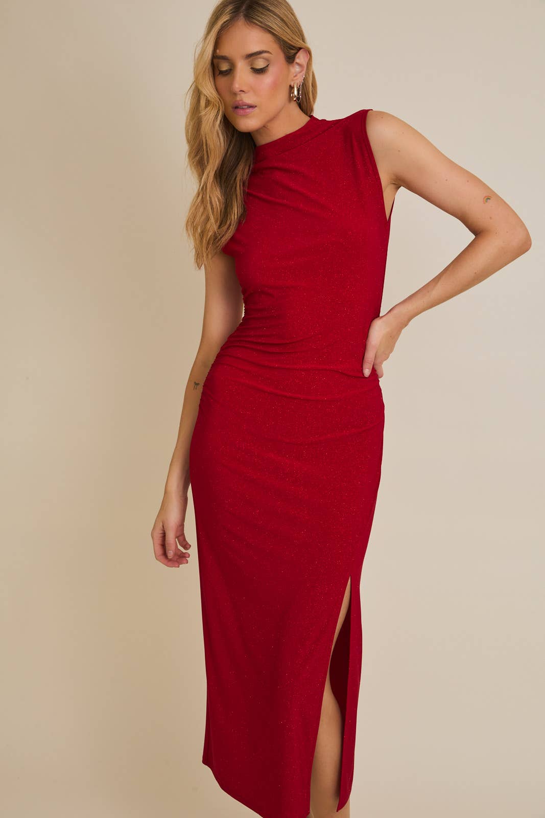Scarlet Sparkle Midi Dress