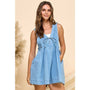 Denim V Neck Sleeveless Romper with Tie Veveret