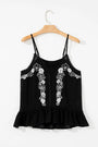 Black Floral Embroidered Ruffled Tank Florida Girl Fashion Boutique
