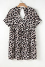 Cheetah Print Backless V Neck Loose Fit Mini Dress Florida Girl Fashion Boutique