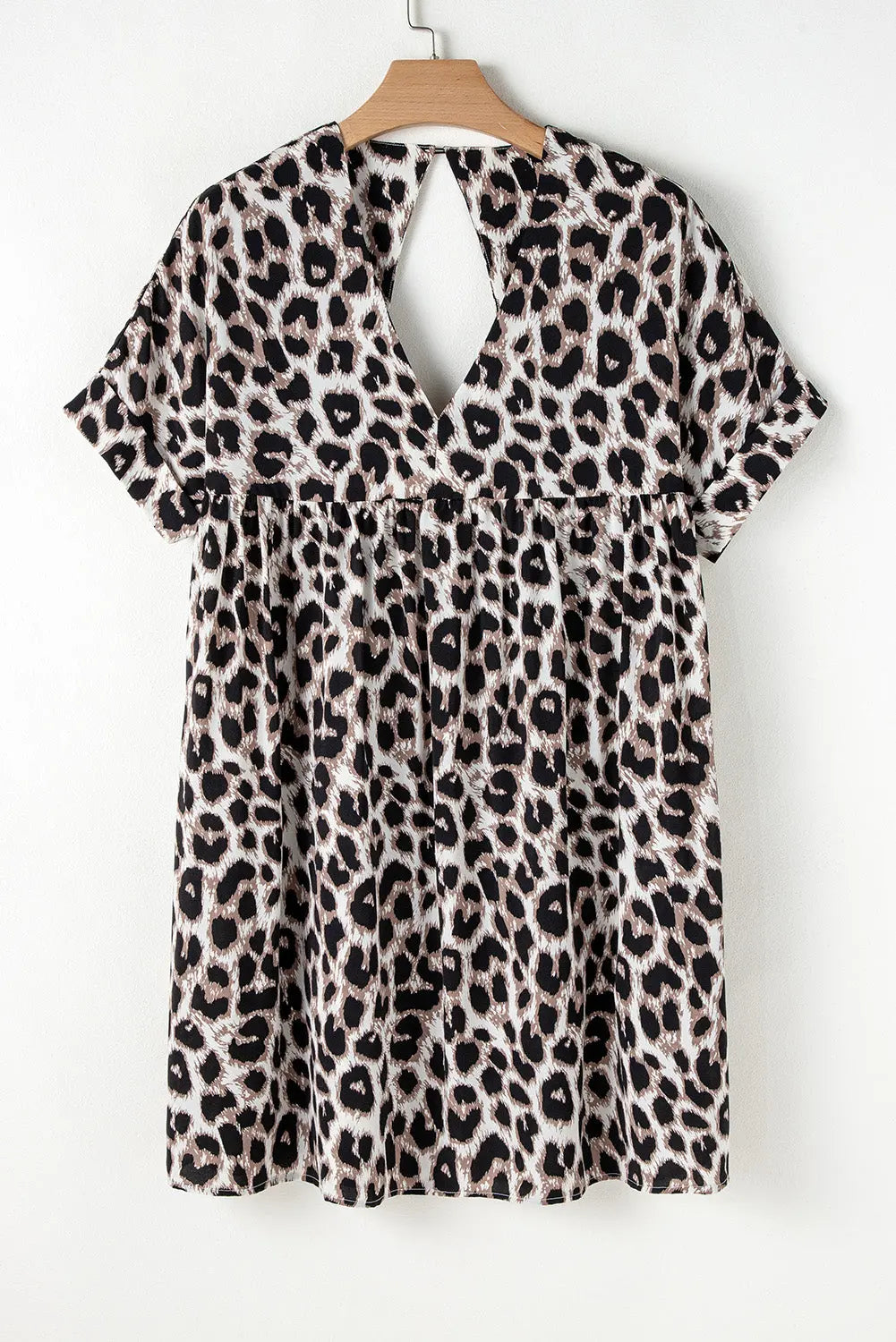 Cheetah Print Backless V Neck Loose Fit Mini Dress Florida Girl Fashion Boutique