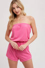 Strapless Drawsting Romper Bluivy