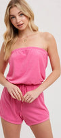 Strapless Drawsting Romper Bluivy