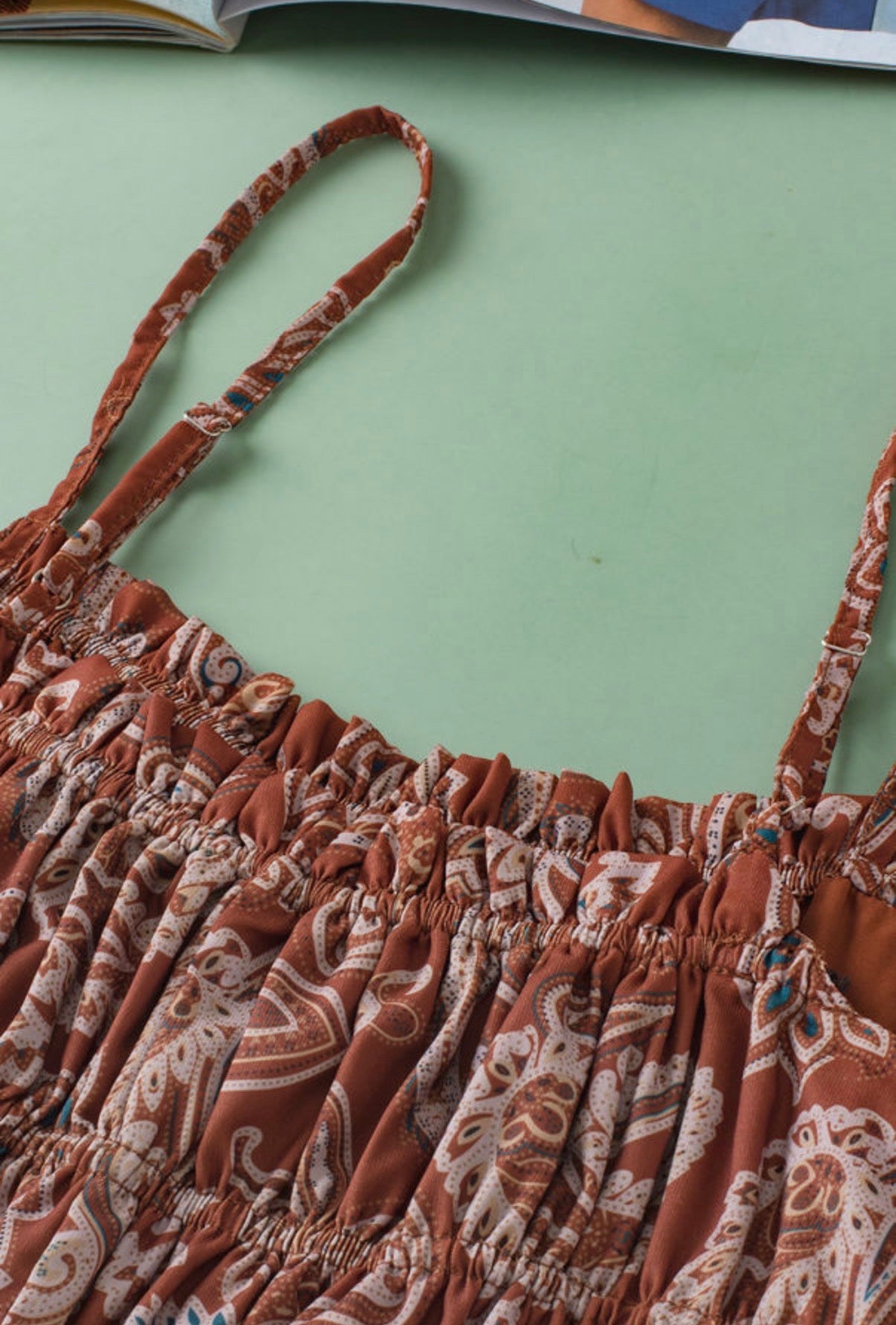 Paisley Smocked Peplum Cami
