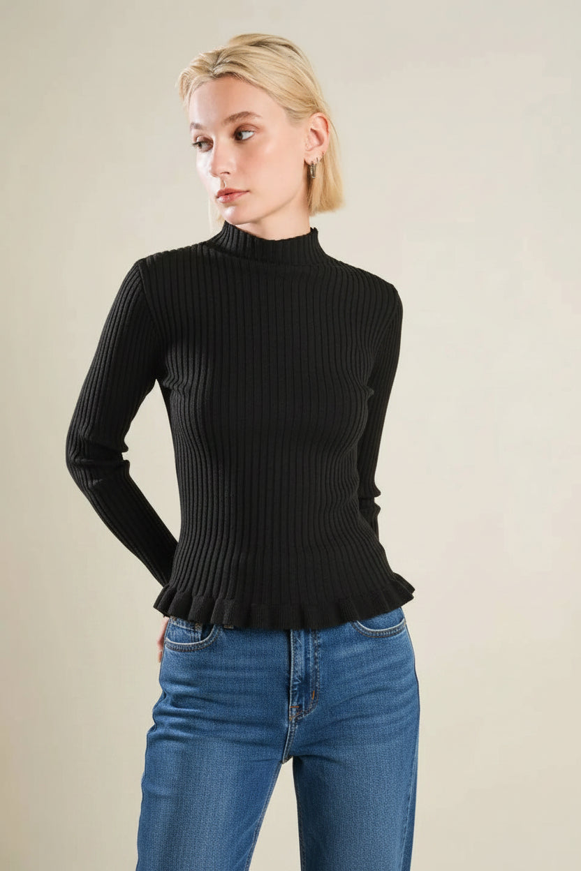 A ribbed sweater knit top - FSW1086 FLYING TOMATO
