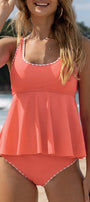 Salmon Peplum Tankini Davi and Dani