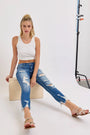 Cello Mid Rise Destroyed Crop Skinny Cello Jeans
