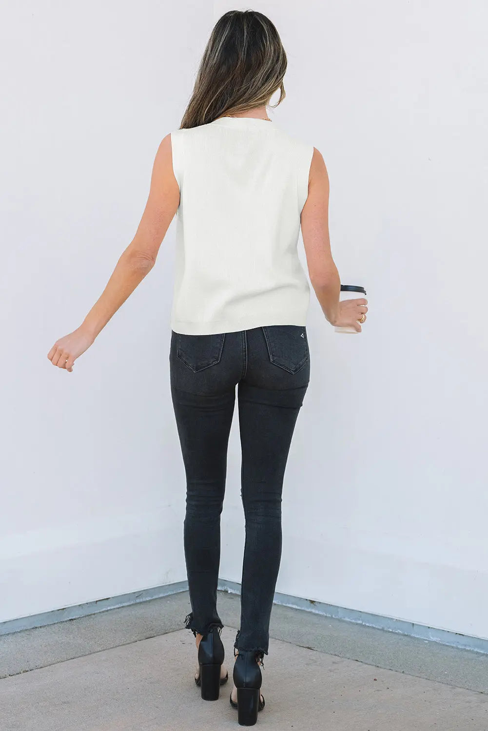 White Button Vest Florida Girl Fashion Boutique