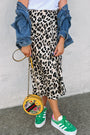 Brown Leopard Print High Waist Midi Skirt Florida Girl Fashion Boutique
