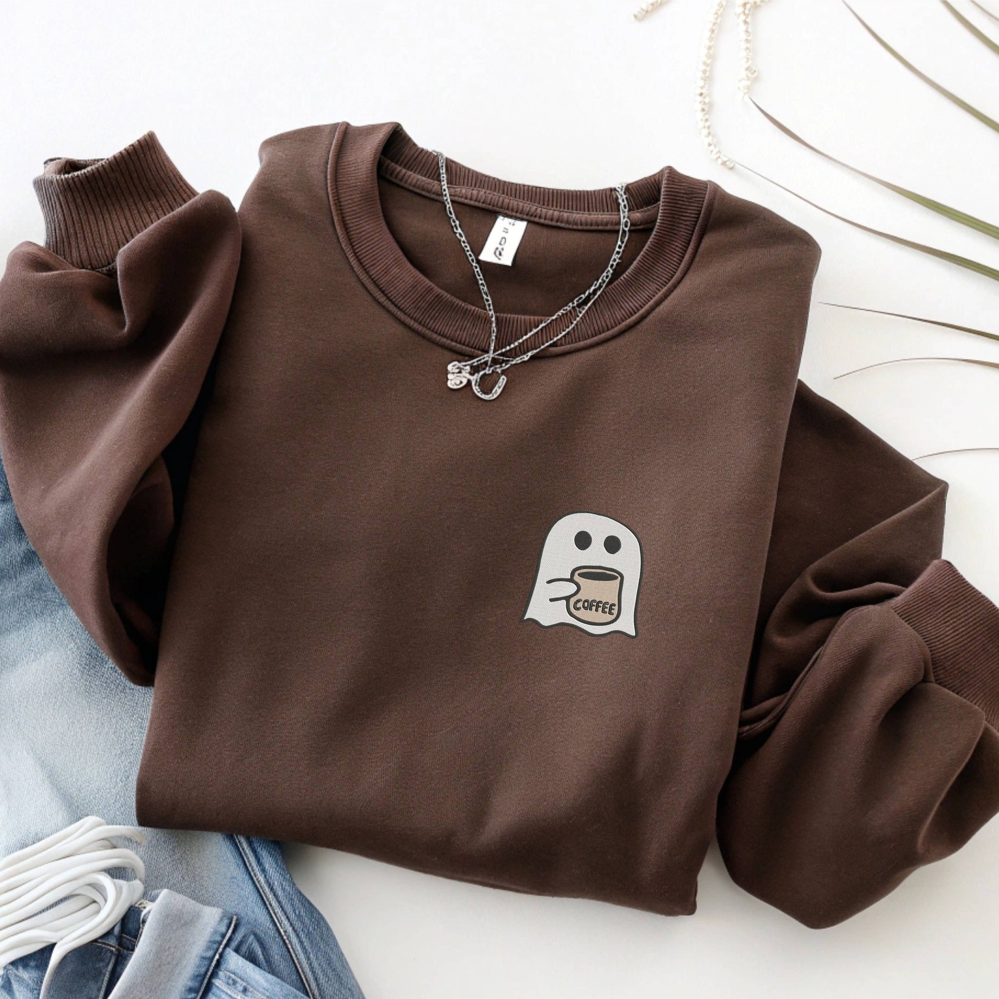 Coffee Ghost Embroidered Sweatshirt