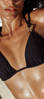 Luli Fama GILDED BUTTERFLY - Butterfly Tri Top — Black