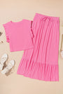 Textured Ruffle Trim Crop And Long Skirt Set Florida Girl Fashion Boutique