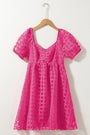 Strawberry Pink Checkered Puff Sleeve Babydoll Dress Florida Girl Fashion Boutique