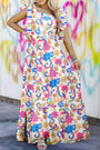 Striped Trim Floral Maxi Florida Girl Fashion Boutique