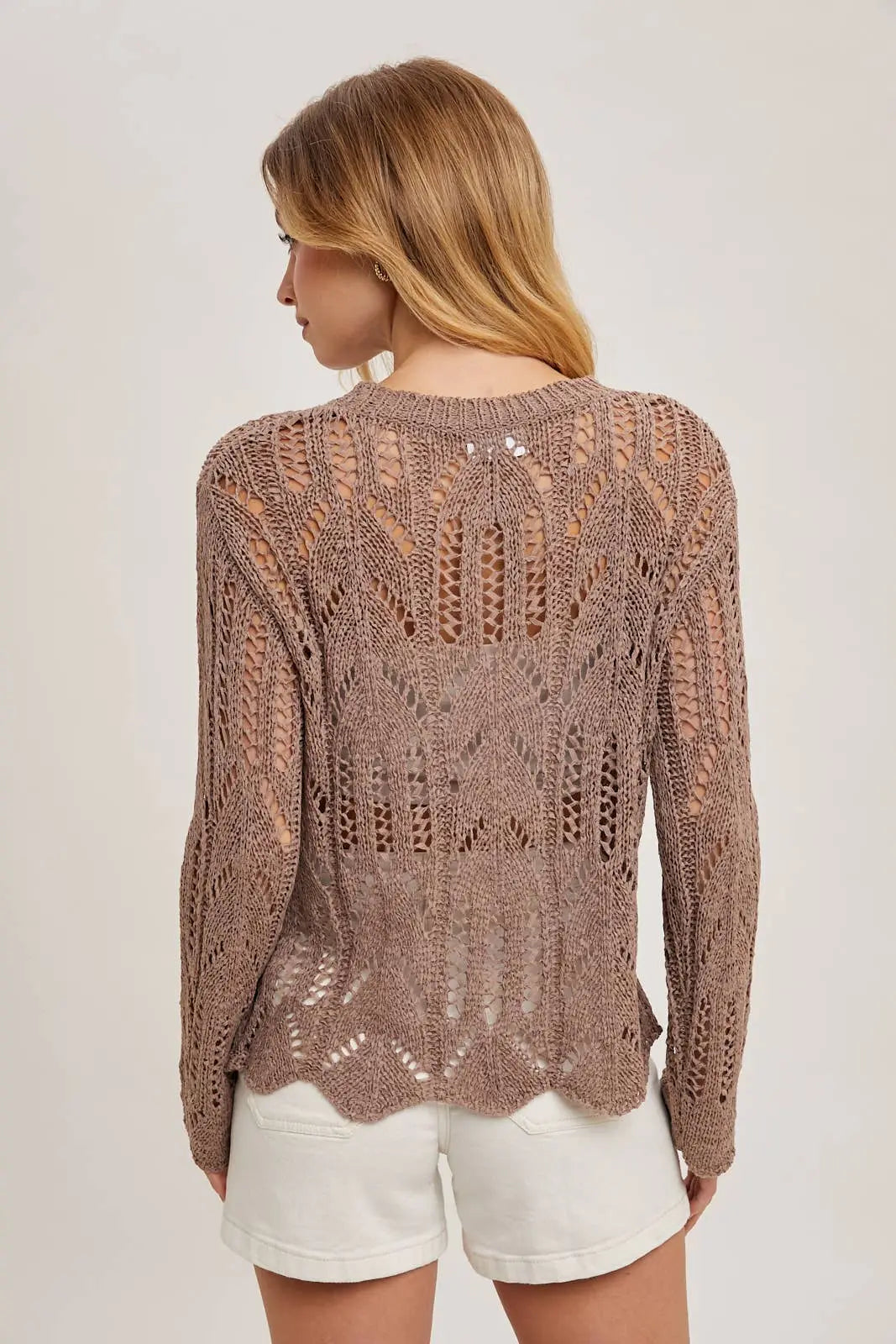 Sheer Open Knit Sweater Bluivy