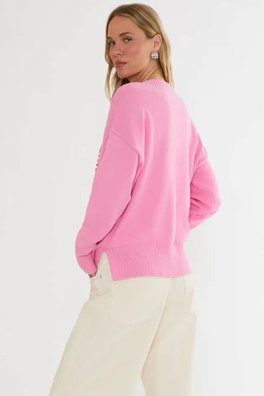 Beach Riot Callie Sweater Prism Pink Americana