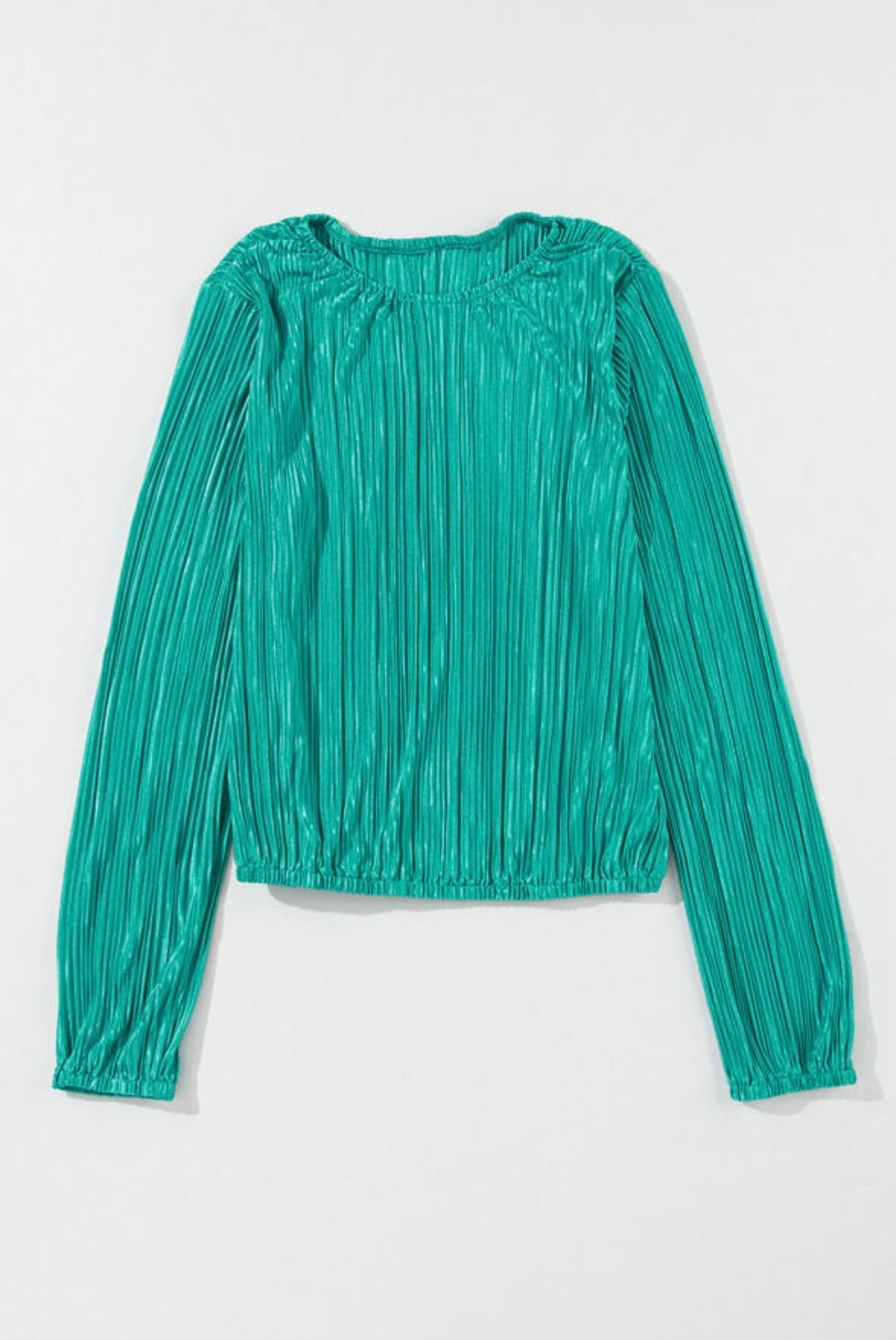 Sea Green Pleated Long Sleeve Top Florida Girl Fashion Boutique