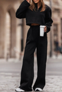 Black Fleece Crop and Pant Set Florida Girl Fashion Boutique