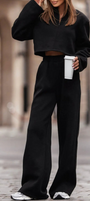 Black Fleece Crop and Pant Set Florida Girl Fashion Boutique