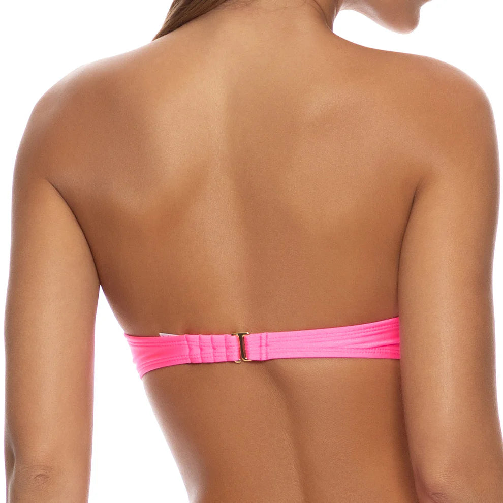Luli Fama COSITA BUENA - Underwire Push Up Bandeau — Neon Pink Shiny