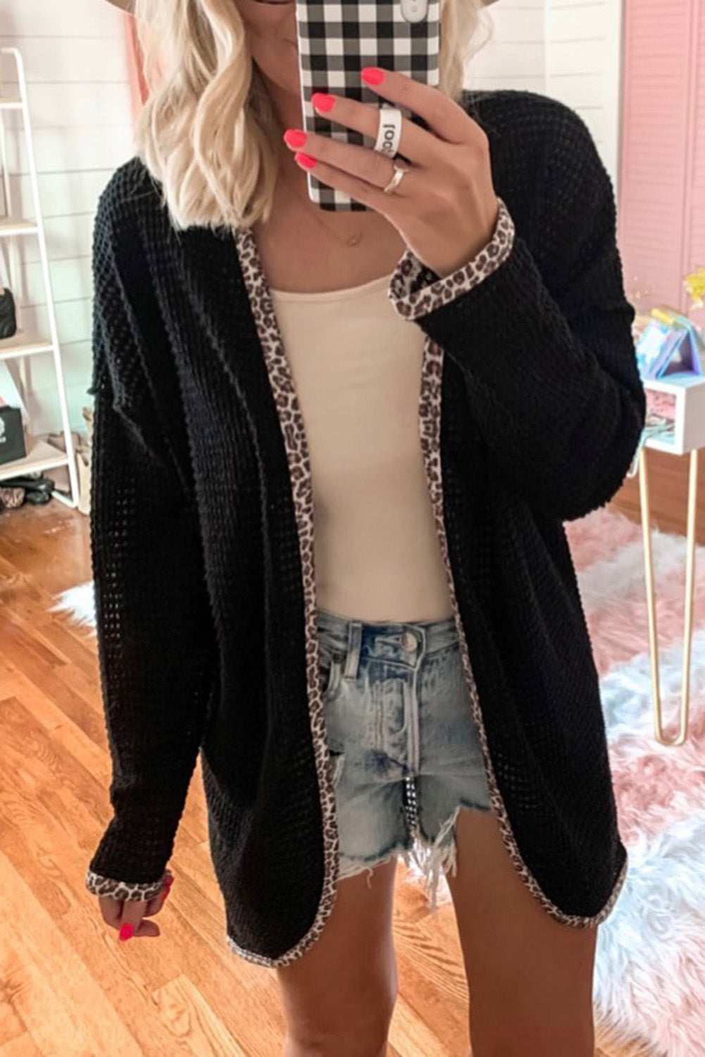 Leopard Trim Cardigan Florida Girl Fashion Boutique