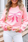 Pink Bow Round Neck Sweater Florida Girl Fashion Boutique