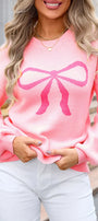 Pink Bow Round Neck Sweater Florida Girl Fashion Boutique