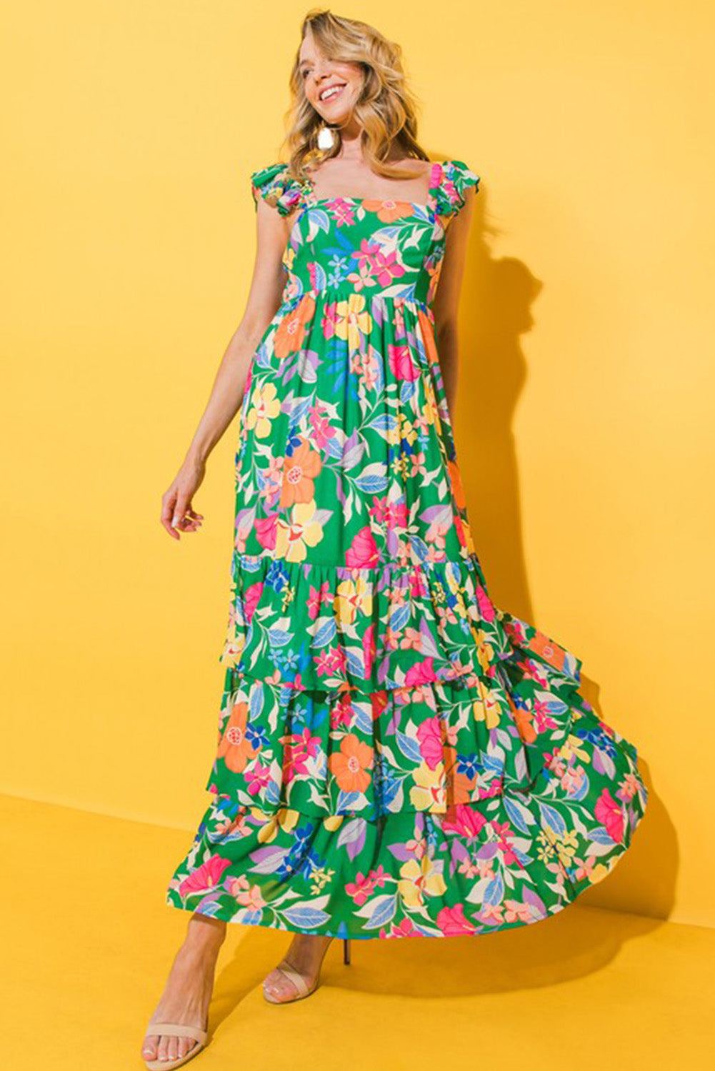 Sleeveless Floral Ruffle Maxi Florida Girl Fashion Boutique