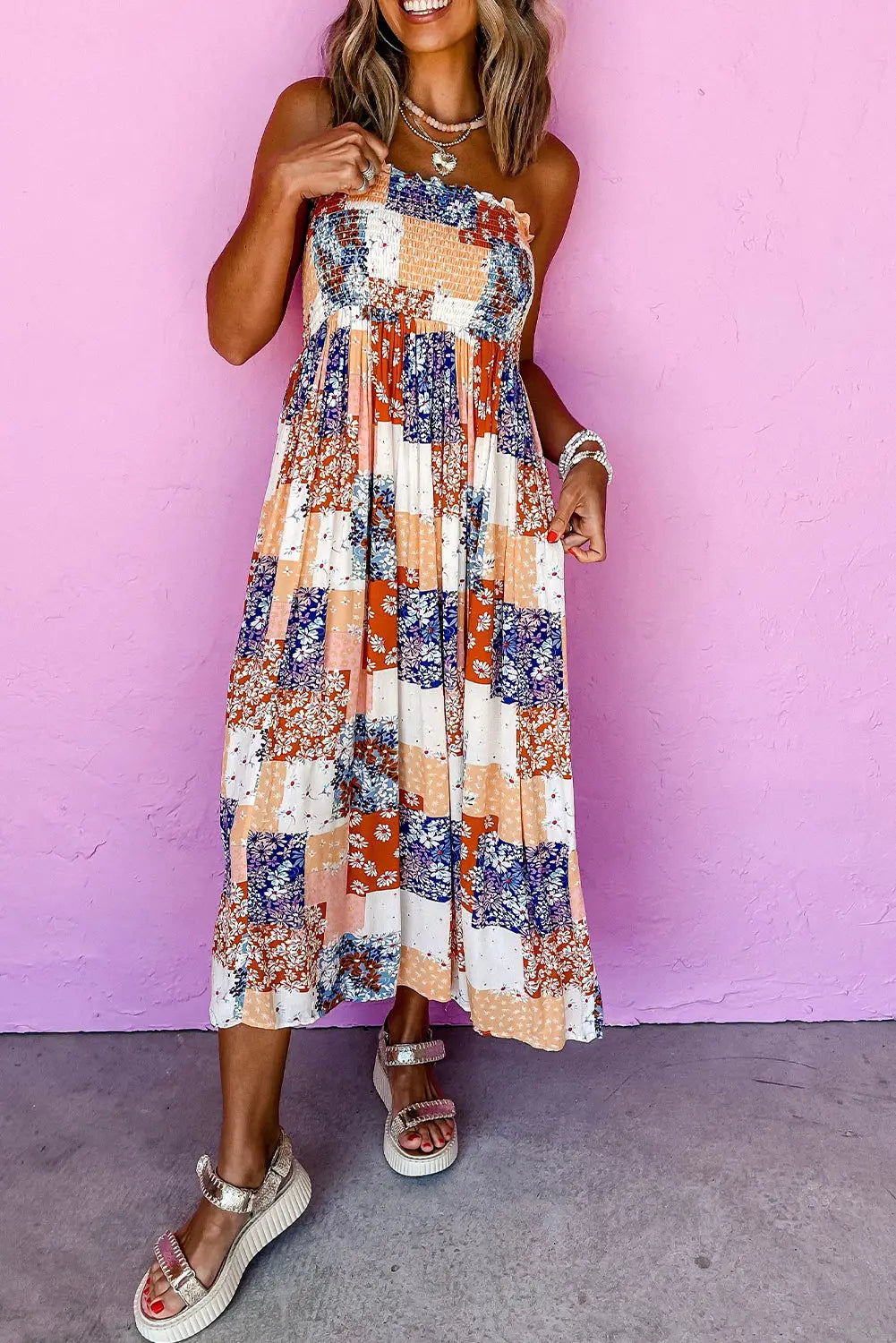 Bandeau Floral Patchwork Maxi Florida Girl Fashion Boutique