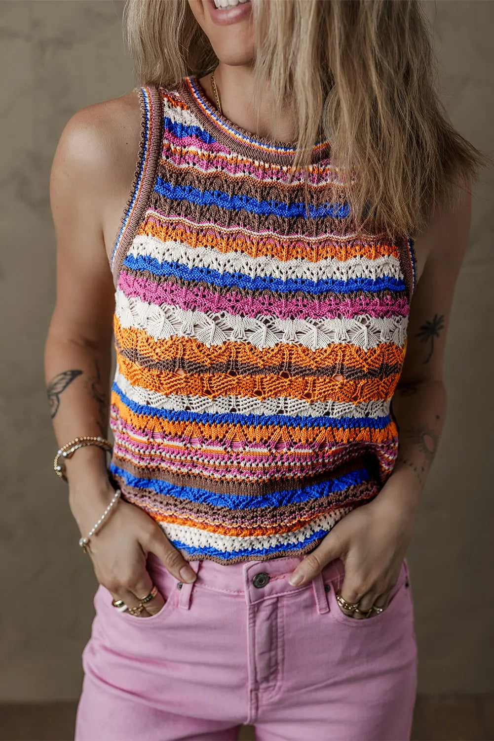Texture Knit Stripe Tank Florida Girl Fashion Boutique