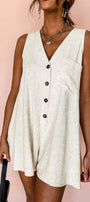 V Neck Button Front Romper Florida Girl Fashion Boutique
