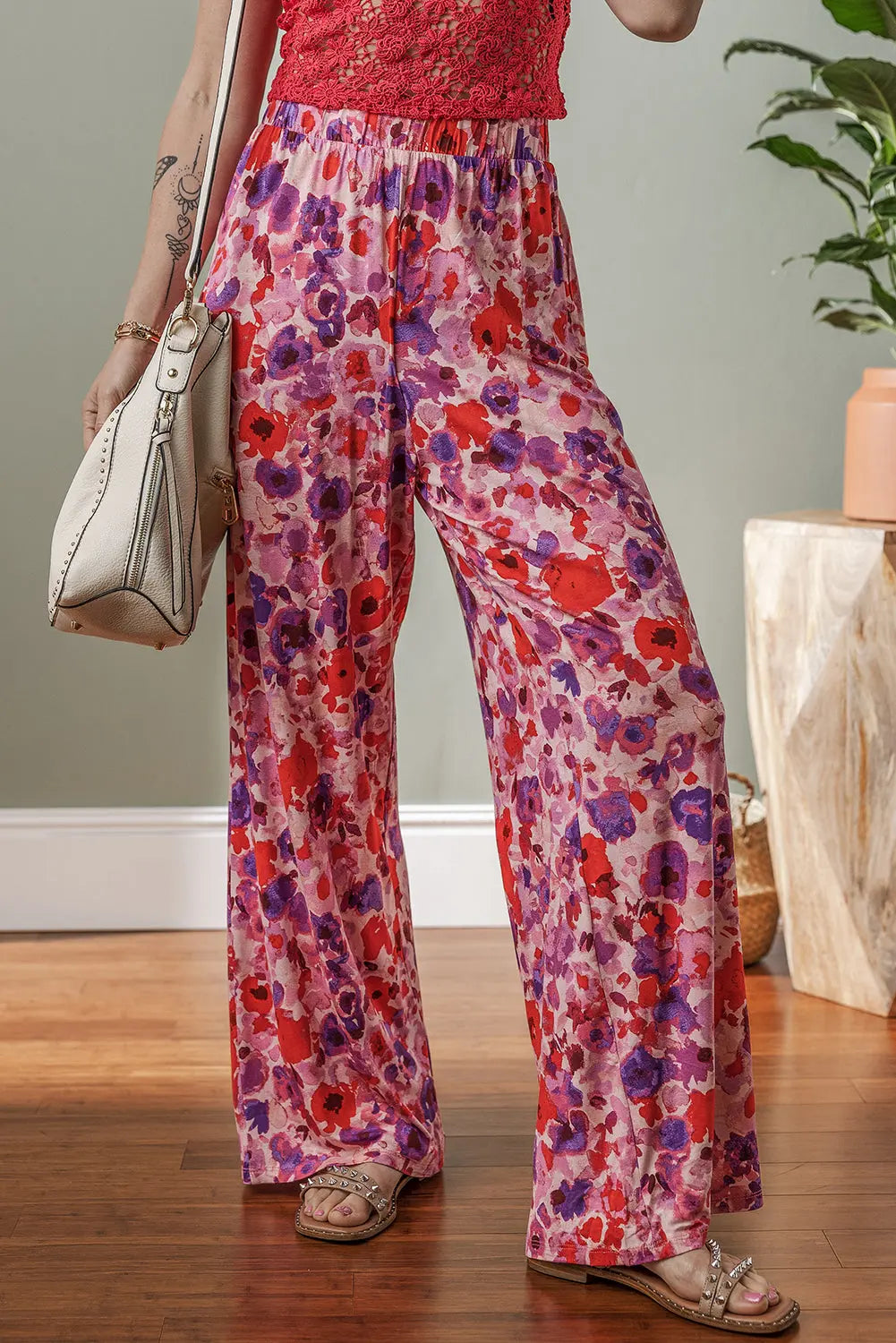 Purple Floral Wide Leg Pant Florida Girl Fashion Boutique