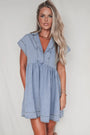 Lapel Neck Denim Babydoll Dress Florida Girl Fashion Boutique