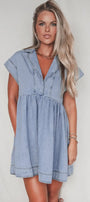 Lapel Neck Denim Babydoll Dress Florida Girl Fashion Boutique