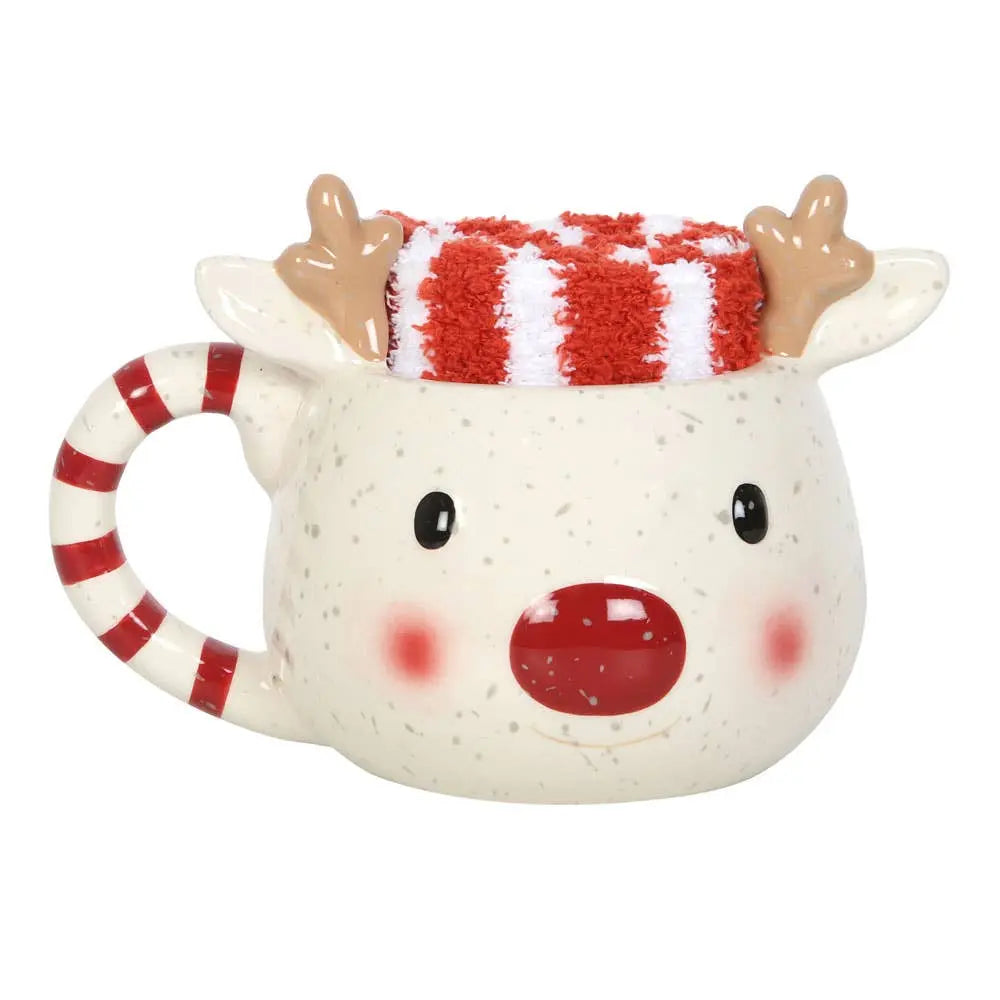 Rudolph Reindeer Christmas Mug and Socks Set Something Different Wholesale