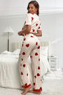Heart Print Lace Hem Pajama Set Florida Girl Fashion Boutique