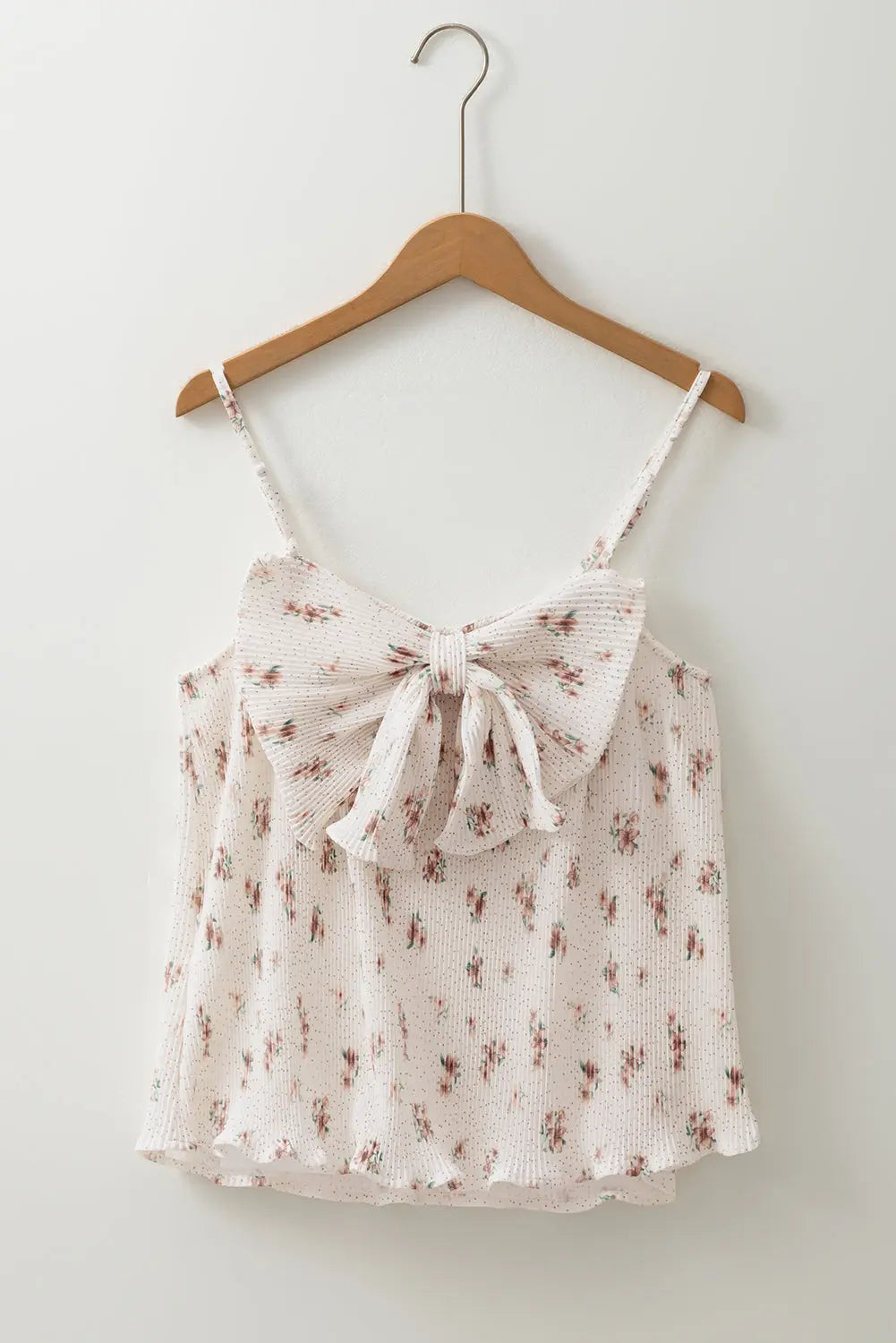 White Floral Bow Back Spaghetti Straps Tank Top Florida Girl Fashion Boutique